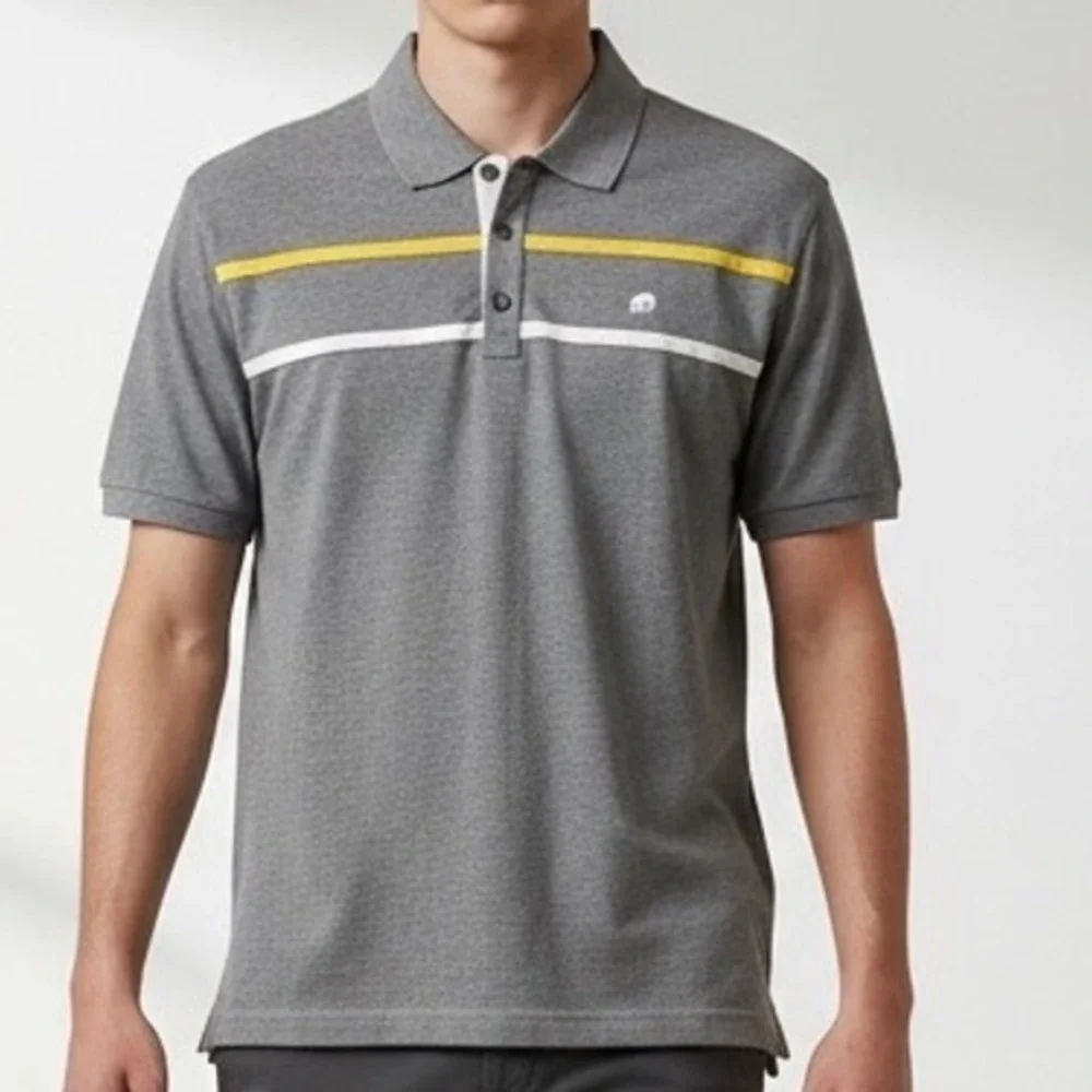 Banana Republic Mens XXL shirt Tall Gray Striped Cotton Polo preppy heritage